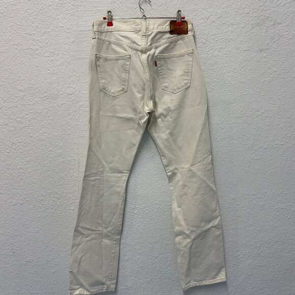 Vintage 90s Levi’s 501 Faded Off Distressed White Denim Jeans Size 30x32 - Picture 2 of 5